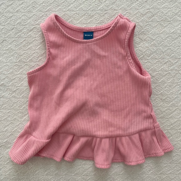 Old Navy Pink Ribbed Matching Sleeveless Set with Ruffled Back - Picture 2 of 6